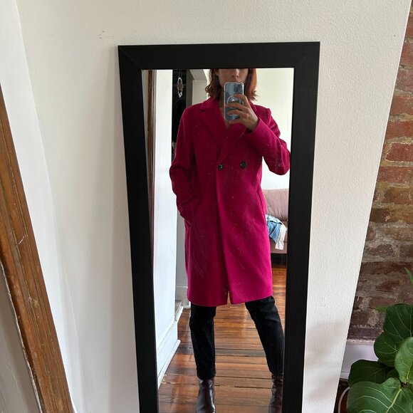 Double breasted fuchsia wool coat - Picture 4 of 7